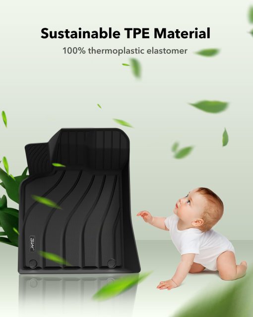 Tapetes para Suelo 3W Compatible con Porsche Macan 2014-2024 TPE Ajuste Personalizado Todo Clima Juego Completo de Tapetes para Automovil Porsche Macan 1ra y 2da Fila Negro - Imagen 4