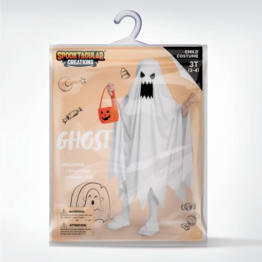 Disfraz de Fantasma para Ninos por Spooktacular Creations, Disfraz de Halloween de Fantasma, Disfraz de Fantasma Rasgado y Enojado Blanco con Bolsa de Calabaza para Ninos, Ninas Disfraz de Halloween, Juego de Rol - Imagen 5