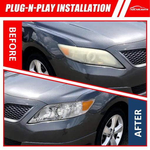 Faros compatibles con Toyota Camry 2010 2011 Carcasa cromada Reflector ambar Lente clara Lado del conductor y del pasajero - Imagen 5
