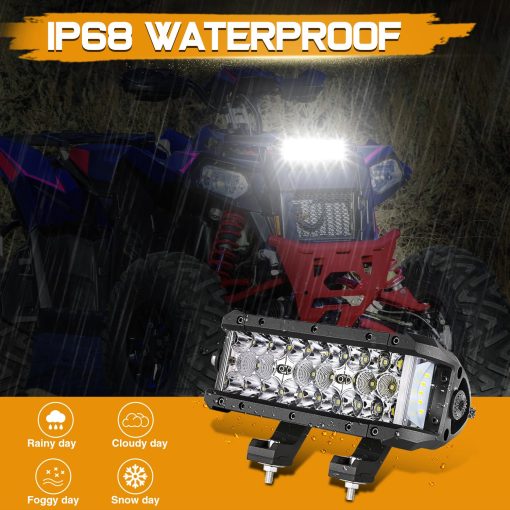 Niking Auto Barra de Luz LED, 8 Pulgadas 102W Triple Fila Luces LED Laterales Shooter para Off Road Spot Flood Combo Impermeable Luces de Conduccion para Jeep Camiones ATV UTV SUV Tractor Pickup Barco Motocicleta - Imagen 4