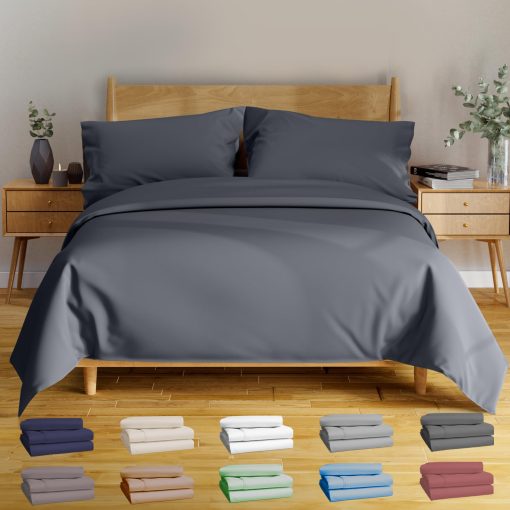 Juego de sabanas de lujo BAMPURE Serie Queen - 100% Puro Viscosa derivada de Bambu Sabanas Tamano Queen - Sabanas Queen Super Suaves para Dormidores Calurosos - Bolsillo Profundo de hasta 16? Sabanas Queen (Gris Carbon)