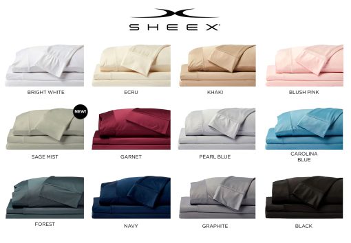 Juego de sabanas SHEEX Original Performance, sabanas de cama refrescantes con 1 sabana plana, 1 sabana ajustable y 2 fundas de almohada estandar, tamano Queen, azul marino - Imagen 9
