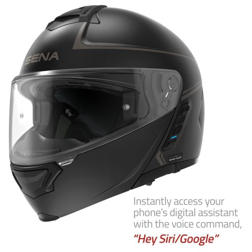Casco modular con flip up Sena Impulse DOT con Bluetooth y sonido de Harman Kardon con doble visera y sistema de intercomunicacion de malla integrado / MP3 / Marcacion de voz (Negro mate, Grande) - Imagen 4