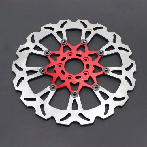 Disco de freno delantero flotante POWERJAMES Rojo de 14.0"  para Harley Davidson Softail Dyna Sportster FL FX XL con Montaje de Circulo de Pernos de 3.25" (Rojo Interno) - Imagen 2