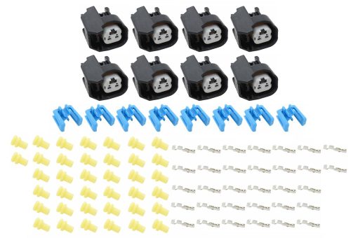 Kit de Componentes de Conector de Cable para Inyectores LS EV6 LS3 de ICT Billet con Terminales y Sellos Enchufe USCAR (paquete de 8) WCINJ40X8