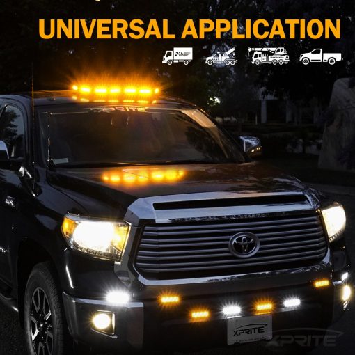Xprite Barra de luz estroboscopica de emergencia ambar de 27", Black Hawk Luz de techo de seguridad LED de alta intensidad para camiones de remolque, vehiculos de construccion y patrullas de seguridad - Imagen 6