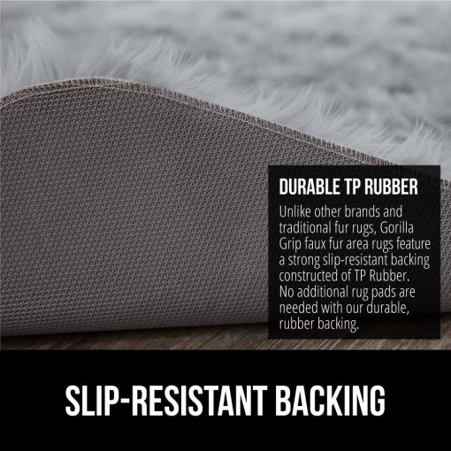 Tapete de Felpa de Pelo Sintetico Gorilla Grip, 4x6, Lavable a Maquina, Alfombras Esponjosas de Pelo Suave con Base de Goma, Alfombras Mullidas para Guarderia de Bebes, Dormitorio, Sala de Estar, Alfombra de Pelo, Decoracion del Hogar de Lujo, Gris - Imagen 5
