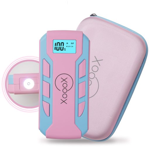 Kit de arranque de bateria portatil XoooX rosa con cables de arranque, luz LED y estuche; Paquete de bateria de arranque de 12V; Cargador de bateria portatil para dispositivos USB/USB-C - Imagen 7