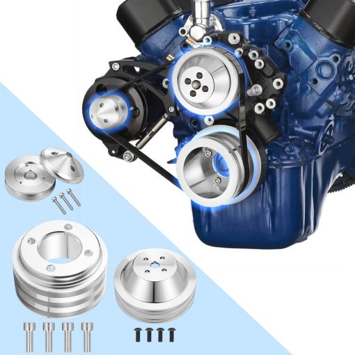 Kit de Polea de Alternador 3V de Ciguenal 2V de Bomba de Agua Compatible con Ford Small Block 302 351w 351C 351W 351M 400 V8 5.0L - Imagen 2