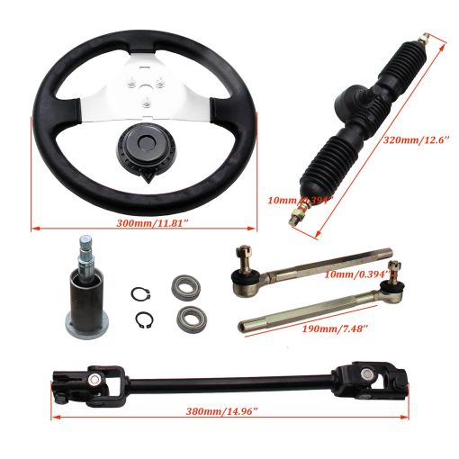 Kit de Volante de Direccion de 320mm y Engranaje de Cremallera & Piñon de 300mm de Acero Completo Para Go Kart Gokart de 110cc - Imagen 2