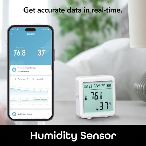Monitor de Temperatura y Humedad Inteligente Geeni 2 Pack - Termometro Higrometro Inalambrico WiFi para el Hogar, Compatible con Alexa, Google Home, Controlado por la Aplicacion, Pilas Incluidas - Imagen 6