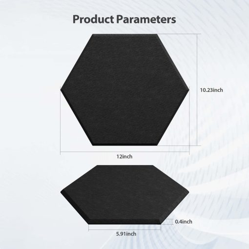 Paquete de 12 Paneles Acusticos Amantech Autoadhesivos de Espuma Aislante de Alta Densidad para Sonido, Panel de Espuma Acustica Hexagonal de 12X10.23X0.4 Pulgadas en Casa, Oficina, Sala de Grabacion, Estudio (Negro) - Imagen 6