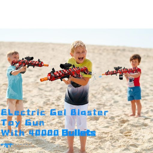 Pistola de Bolas de Gel Electrica, Pistola de Bolas de Plastico de Alta Velocidad con 40000+ Balas y Gafas Protectoras, JIFTOK Juguetes Recargables para Actividades al Aire Libre Juego de Disparos Fiestas- NegroRojo - Imagen 8