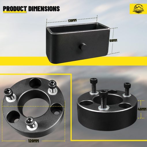 Kits de elevacion de nivelacion de 3" delantero y 2" trasero para Nissan Frontier 2WD/4WD 2005-2022 - Incluye kit de bloques de elevacion y pernos de U ampliados cuadrados para Nissan Frontier 2WD/4WD 2005-2022 - Imagen 6