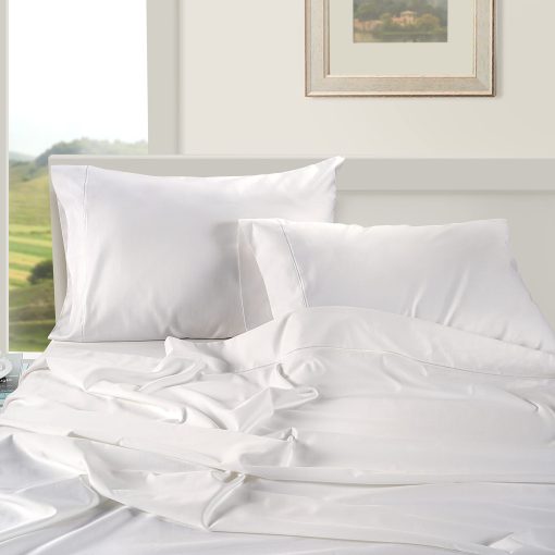 Juego de sabanas 100% algodon egipcio LANE LINEN tamano King - Juego de sabanas de tamano King de 1000 hilos, sabana suave de saten tamano King, sabanas de lujo ultra King, Juego de sabanas King de bolsillo profundo de 16" - Blanco Nieve - Imagen 3
