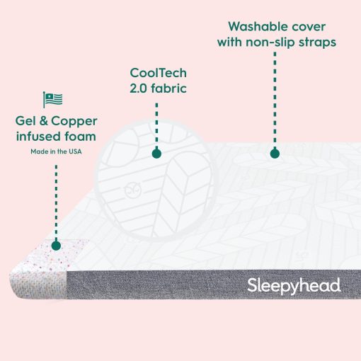 Topper de Colchon Super Gel e Infusion de Cobre Sleepyhead, Esencial para Dormitorio Universitario Full XL, Espeso, Topper de Colchon de Espuma Viscoelastica Refrigerante, Funda Lavable, 3'' Super Almohadilla para Colchon, 53x80 pulgadas - Imagen 3