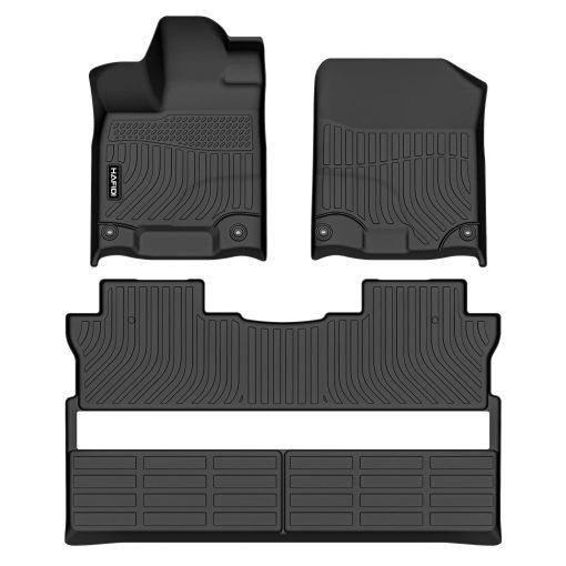 Tapetes HAFIDI para Honda Ridgeline 2017-2024 Cabina Doble Proteccion Total para Todas las Condiciones de Clima TPE Antideslizante Forros para Pisos de Automoviles, Se Adapta a Juego Completo de Accesorios Personalizados de 1ra y 2da Fila, Negro