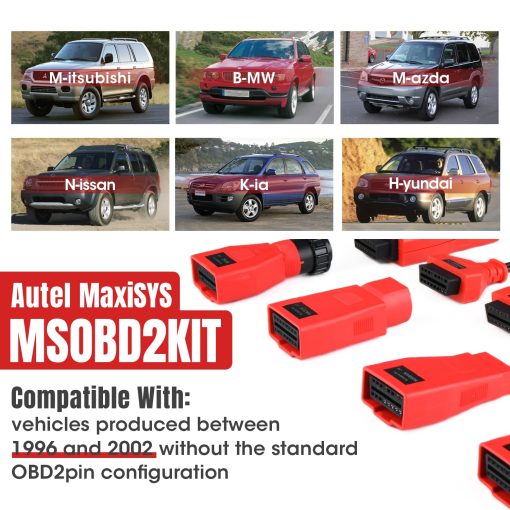 Autel MaxiSys MSOBD2KIT Kit de Adaptadores No-OBDII, 9 Conectores para Diagnosticos en Autos Sin Puerto OBD2, Estuche Resistente, Compatible con Escaneres MSUltra MS919 MS909 Elite II MS906 Pro MS906TS MK808S - Imagen 2