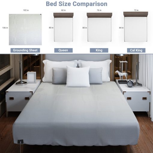 Sabana de conexion a tierra tamaño King es una de las sabanas de conexion a tierra mas grandes para conexion a tierra 106"x102" | Incl. Cable de conexion a tierra + 4 Sujetadores | Kit de Cama Conexion a Tierra, Cama Conexion a Tierra - Imagen 6