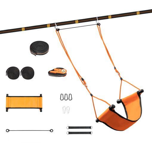 Columpio de arbol portatil para ninos con kit de colgante de columpio de arbol Skyline - Apto para diversos escenarios de juego - Facil instalacion entre arboles a una distancia de 2-6 metros, 200 libras (Naranja)