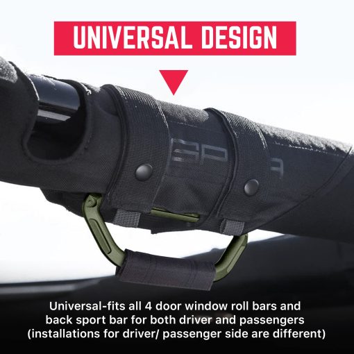 GPCA - Mango de agarre GP Grip PRO, Asas de aluminio plegables patentadas para Jeep Wrangler 4xe, JL, JT, JK, Sport, Sahara, Rubicon y Gladiator 4DR/2DR 2007-2023, 2 Paquetes, Verde Militar - Imagen 4
