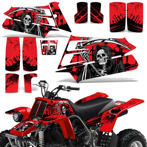 Calcomanias al por mayor Juego de Graficos para ATV Adhesivo Compatible con Yamaha Banshee 350 1987-2005 - Reaper V2 Rojo