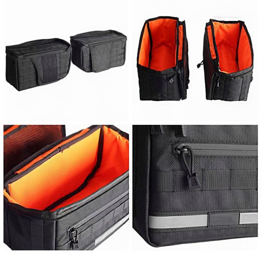 Bolsas de Sillin Universales FVMOTO para Harley Softail Dyna Street Bob Wide Super Glide FXR FXLRS Low Rider S Sportster, 30L(7.9 Galones), Con Tiras Reflectantes - Imagen 3