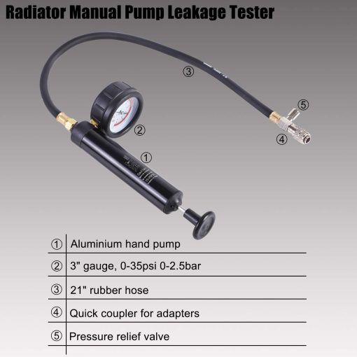 YSTOOL Equipo de Prueba de Presion del Radiador Herramienta de Purga y Relleno de Vacio del Sistema de Enfriamiento Universal 28PCS Juego de Prueba de Fugas de Agua y Relleno de Refrigerante para Automoviles con Adaptadores de Termometro Estuche de Juego - Imagen 4