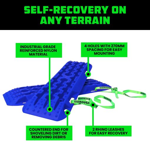 Tablas de traccion de recuperacion Rhino USA - Tablero definitivo para vehiculos 4x4 fuera de carretera - Los mejores accesorios todoterreno para arena, barro y nieve - Incluye bolsa de transporte con cremallera resistente - Imagen 2