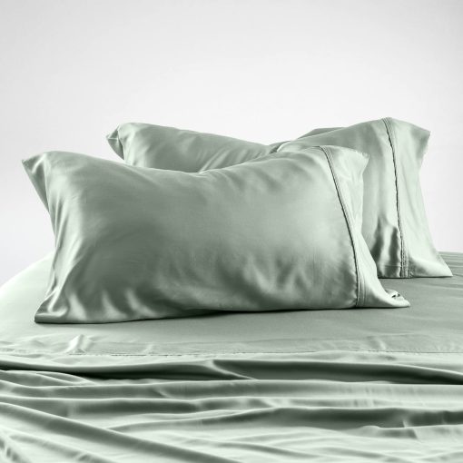 Juego de Sabanas Split King de Olive + Crate para Cama Ajustable, 100% Fibra de Tencel Eucalipto Certificada de Austria, Mejor que la Seda y el Lino, Sabanas Refrescantes para Personas Calurosas, Sage Primavera (106" x 107") - Imagen 6
