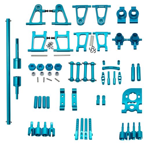 Upgrade Compatible with Tamiya TT01 TT-01 RC Car Suspension Arm & Drive Shaft & DogBone & Steering Knuckles Carrier & Shell Body Post Motor Mount Parts(Blue)