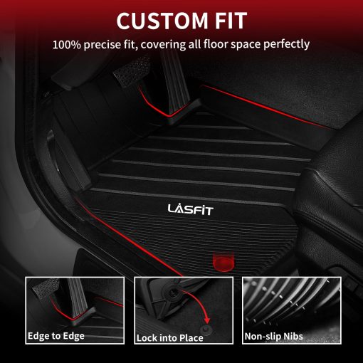 Tapetes para piso LASFIT para BMW X3 2018-2024 / BMW X4 2019-2024, Personalizados de TPE para todas las estaciones, Filas delanteras y traseras, Negro - Imagen 2