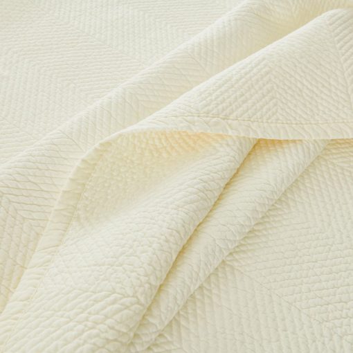 Colcha de Lujo de Puro Algodon Calla Angel Evelyn Stitch Chevron, Marfil, Chevron, Juego de Colcha King de 3 Piezas - Imagen 9