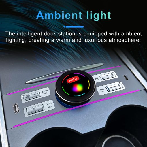 Estacion de acoplamiento de expansion de control inteligente LCD Weuaste, compatible con Tesla Model Y/Tesla Model 3 (2021-2024), controlador de perilla fisica multifuncional, control de aire acondicionado, control de asiento del pasajero - Imagen 4