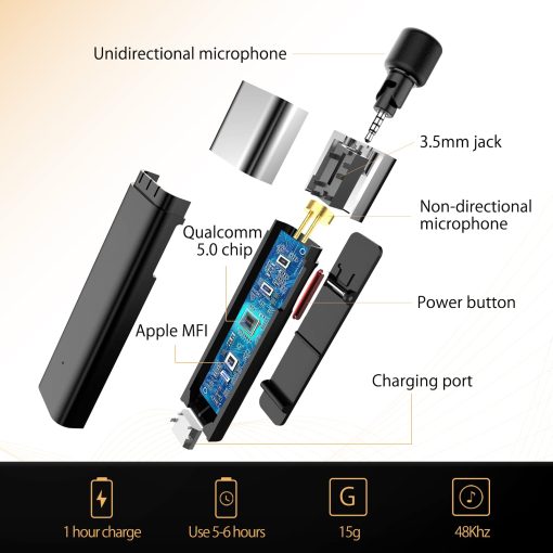 SabineTek Official SmartMike+ con Pro Bundle Professional Kit - Sistema de Microfono Inalambrico Bluetooth (SmartMike+ Negro *2 + Microfono Unidireccional *2) - Imagen 7