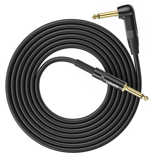 Cable de Guitarra LEKATO con Boton de Silencio, Cable de Audio de Guitarra de 20 pies para Guitarra Electrica, Bajo, Cable de Amplificador Electrico Profesional con Doble Extremo de Conector Silencioso, 1/4" Angulo Recto a Enchufe Recto - Imagen 9