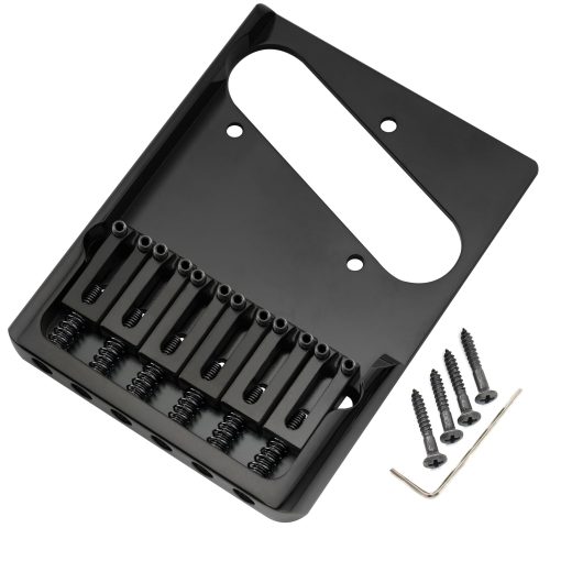 Puente de Telecaster de laton ultra pesado de 54 mm (2-1/8 pulgadas) completamente solido para Guitarra Electrica Estilo Tele, Negro