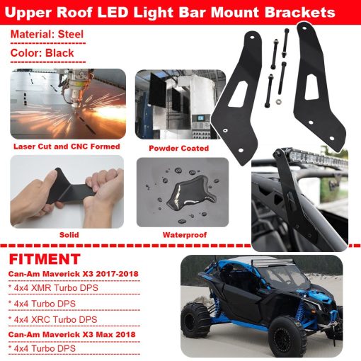 Barra de luz LED curva todoterreno de 52 pulgadas 288W Spot / Flood Combo Beam & Soportes de montaje de techo superior con kit de cableado para Can Am Maverick X3 y X3 Max Todos los modelos 2017-2024 - Imagen 6