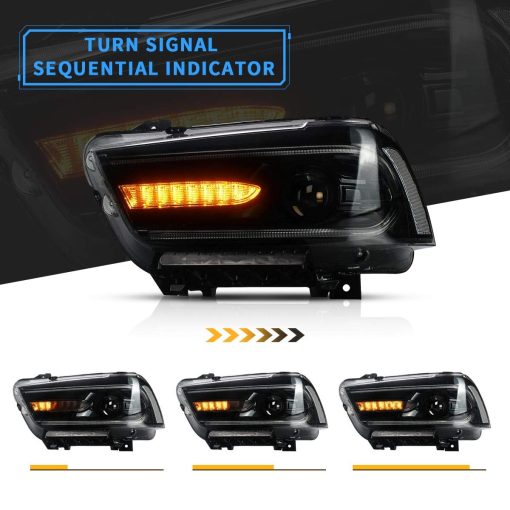 Faros LED VLAND Compatibles con Dodge Charger 2011 2012 2013 2014 (No compatible con 2012 Dodge Charger SE) con Senal de Giro Secuencial de ambar, Bombillas D2H/D2S (No incluidas) para Doble Haz - Imagen 3