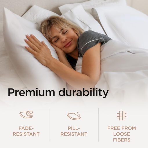 Juego de sabanas Threadmill 100% algodon Supima tamano King - 1200 hilos, juego de sabanas tamano King de 4 piezas, Sateen suave, sabanas de lujo ultra para cama, juego de sabanas tamano King de 17" de bolsillo profundo - Sabanas blancas - Imagen 4