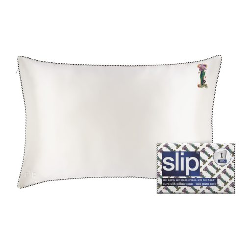 Funda de almohada de seda pura - 100% pura seda mulberry de 22 momme - Tamano estandar de reina - Coleccion Inicial: Letra I (20" x 30")