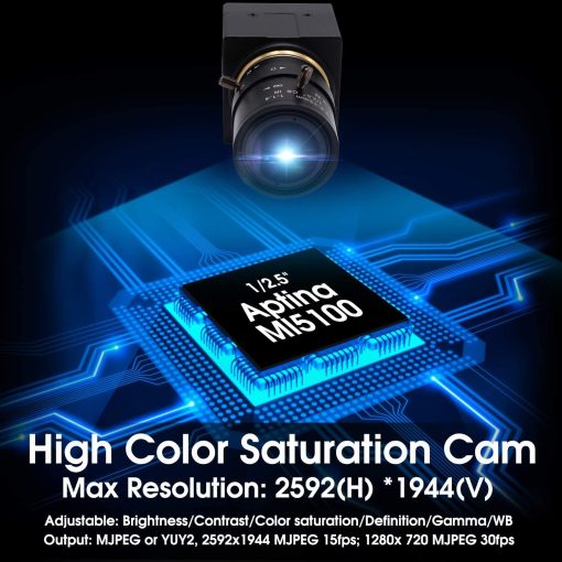 Camara USB de 5MP con Lente de Zoom de 2.8-12 mm Mini Camara UVC USB 2.0 con Enfoque Variable Camara para PC con Zoom Manual Camara de Enfoque Cercano Industrial Camara Web Varifocal para Raspberry Pi Laptop - Imagen 6