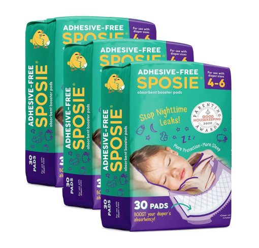 Sposie Impulsor de Panal Original para Detener las Fugas Durante la Noche, Almohadillas de Refuerzo, Sin Adhesivo para Facilitar el reposicionamiento, Ayuda a Reducir los Cambios de Panales Nocturnos y la Dermatitis del Panal, para Tallas de Panal 4-6, 90 uds.