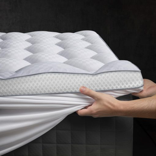 Topper de Colchon Cal King de 3 Pulgadas de Espuma Viscoelastica Ultraesponjosa para Dolor de Espalda, Topper de Colchon Cal King Extra Suave con 4X Soporte, Protector de Colchon con Laterales de Malla de Aire Transpirable, Bolsillo Profundo de 6-21''