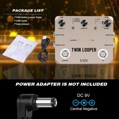 Pedal de Loop VSN, Pedales de Loop de Guitarra Estereo, Pedal de Efectos de Guitarra Loop Station Multi-funcion 11 Tipos de Reproduccion con 10 Minutos de Tiempo de Loop, Efectos de Guitarra 44.1kHz/24Bit - Imagen 5
