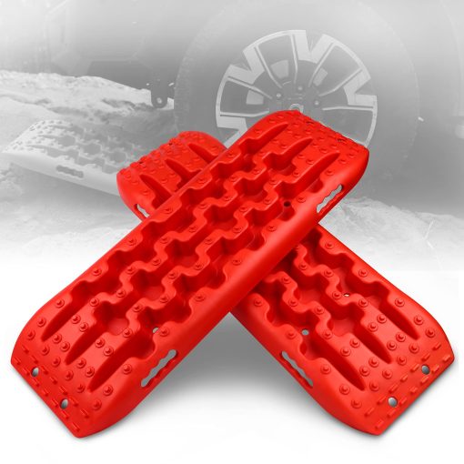 XPV AUTO Nueva Pista de Traccion de Recuperacion Neumaticos Escalera para Arena Nieve Lodo 4WD Pista de Traccion de Recuperacion Mat para Neumatico de Escalera Fuera de Carretera Arena Nieve Lodo (Rojo)