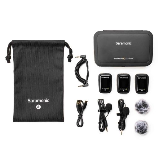 Saramonic Blink 500 Pro X B2 Sistema de Microfono Inalambrico de 2 Personas 2.4GHz con Lavaliers para Camaras, Moviles y Mas, Negro