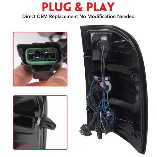 Huray Luz trasera para Chevy Silverado 2007-2013 Lado del Conductor y Lado del Pasajero Ensamblaje de la Lampara Trasera de Estilo OE (Negro) - Imagen 4