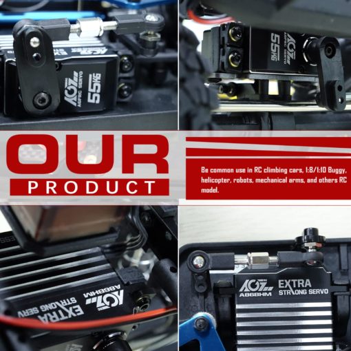 AGFRC 55KG Digital-Steering-Servo High-Torque Programmable - Servomotor Brushless de Metal Completo para Coche RC Crawler 1/8 1/10, angulo de Control 180? (A86BHM) - Imagen 6