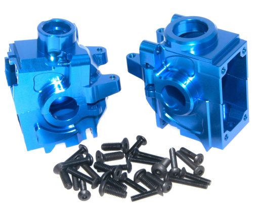Caja de Engranajes Diferencial Compatible con Traxxas 1/10 Hoss Upgrade Rustler Slash Stampede XO-1 4X4 4WD Coche RC Carcasa de Transmision de Engranajes Diferenciales de Aleacion Parte 6880 6881 (Azul Oscuro) - Imagen 2